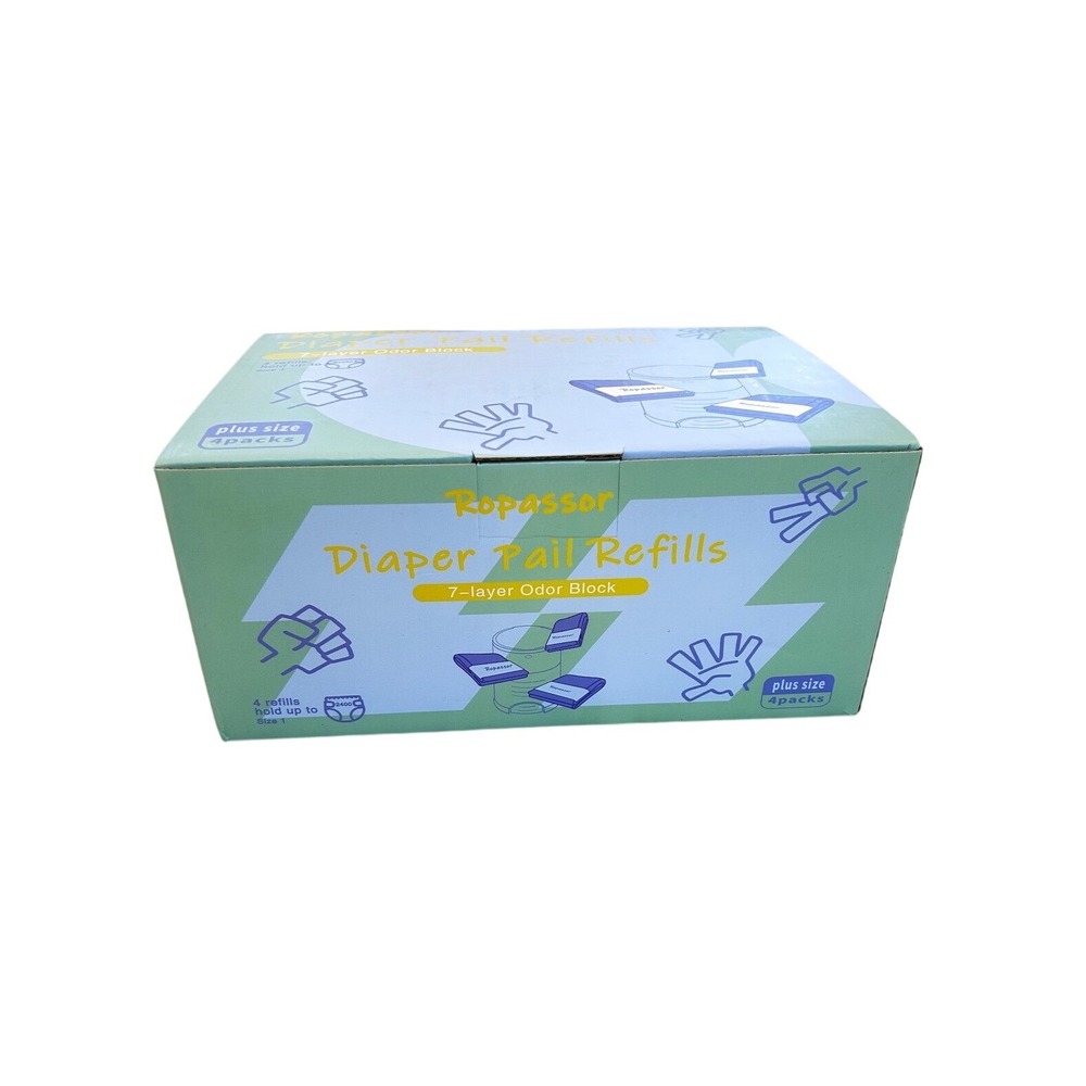 Ropassor Diaper Pail Refills 4 Pack Compatible with Dekor Plus 7Layer Odor Block